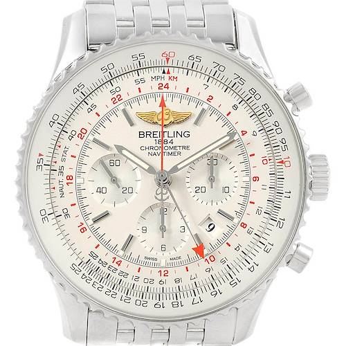 Photo of Breitling Navitimer GMT 48 Silver Dial Mens Watch AB0441 Box Papers