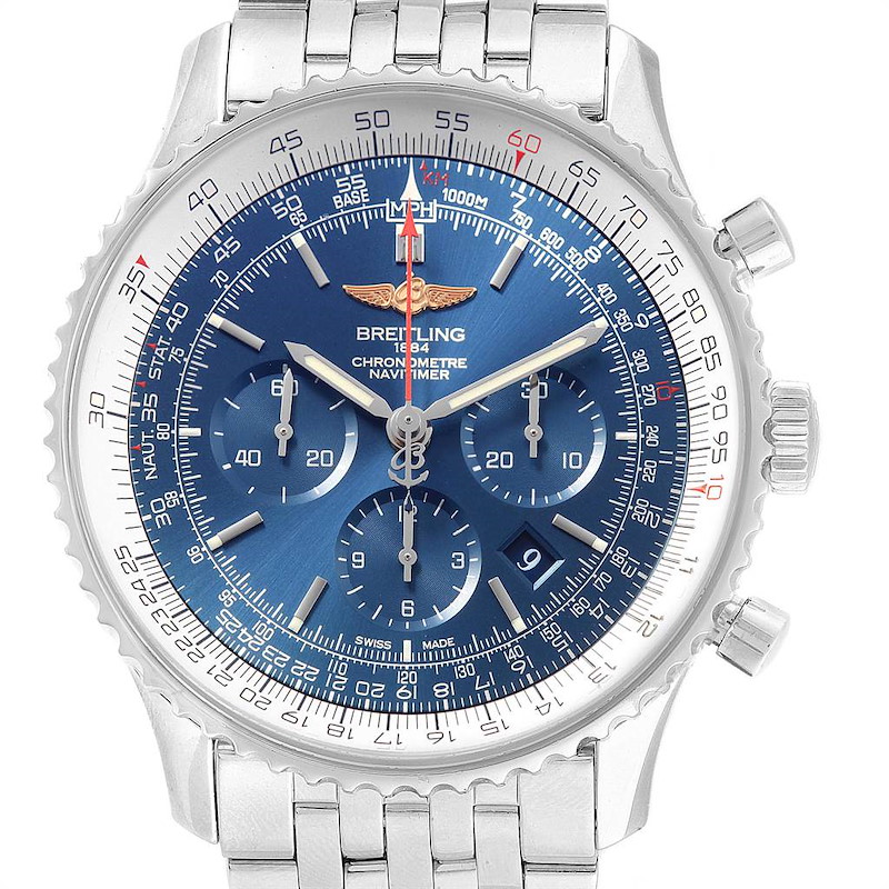 Breitling Navitimer 01 46mm Aurora Blue Dial Watch AB0127 Box SwissWatchExpo