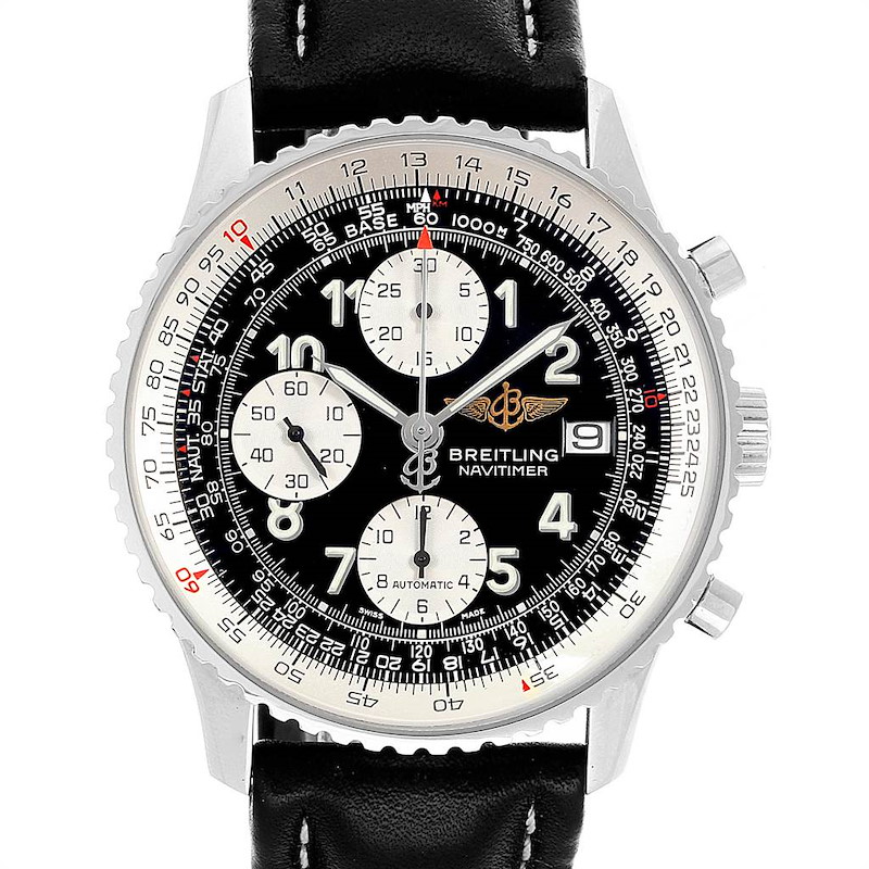 Breitling Navitimer Black Dial Chronograph Steel Mens Watch A13322 SwissWatchExpo