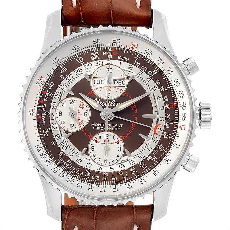 Breitling Navitimer Montbrillant Datora GMT Steel Watch A21330 Unworn SwissWatchExpo