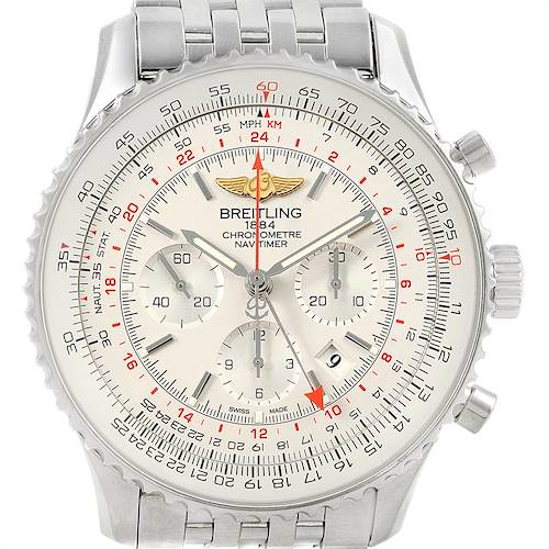 Photo of Breitling Navitimer GMT 48 Silver Dial Steel Mens Watch AB0441