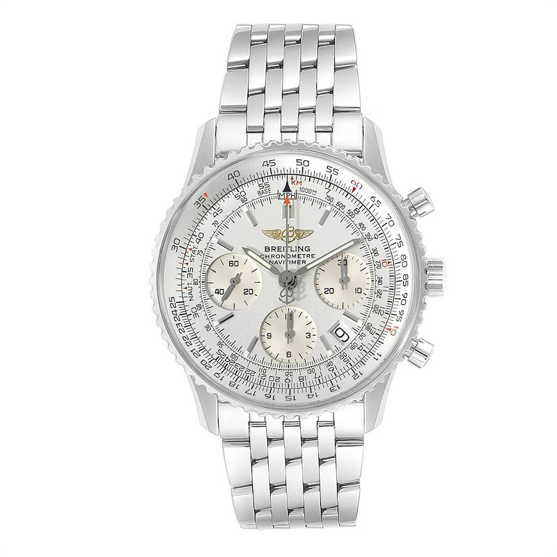 Breitling Navitimer Chronograph Silver Dial Steel Mens Watch A23322 SwissWatchExpo
