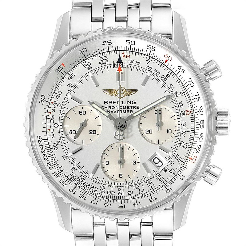 Breitling Navitimer Chronograph Silver Dial Steel Mens Watch A23322 SwissWatchExpo