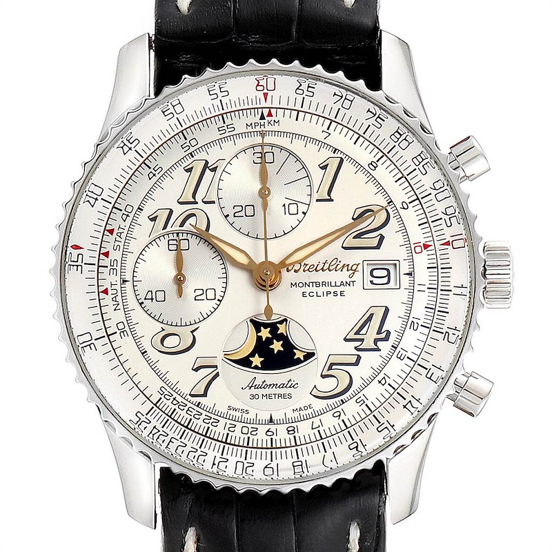 Breitling Navitimer Montbrillant Eclipse Moonphase Mens Watch A43030 SwissWatchExpo