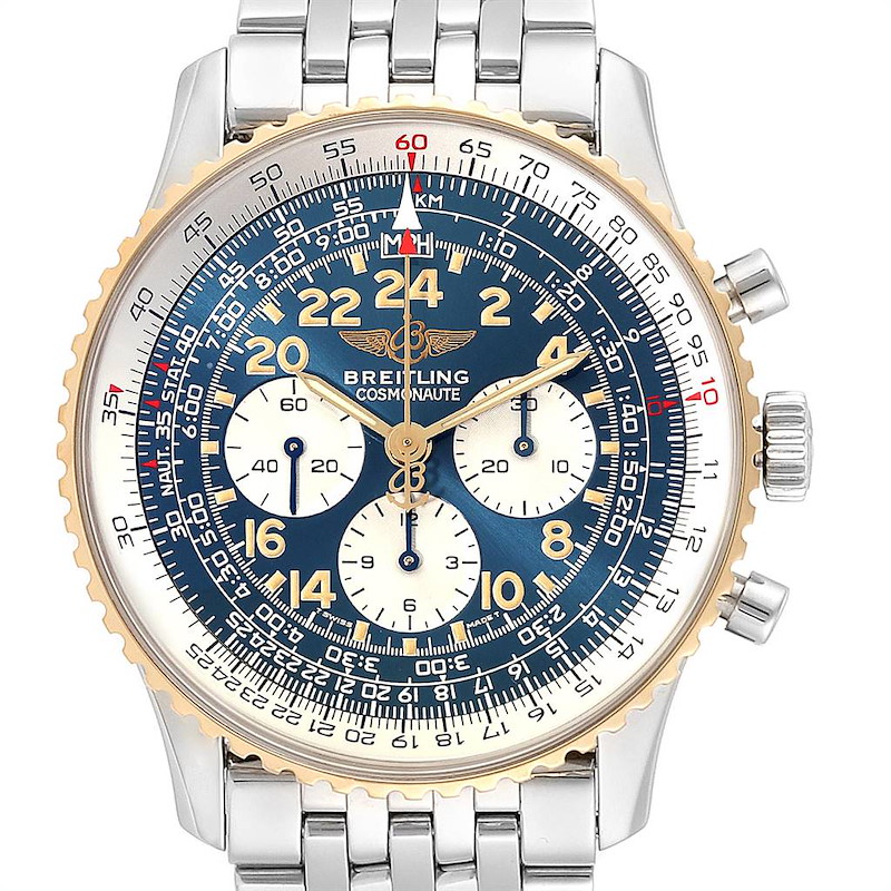Breitling Navitimer Cosmonaute Lemania Steel Yellow Gold Watch D12022 SwissWatchExpo