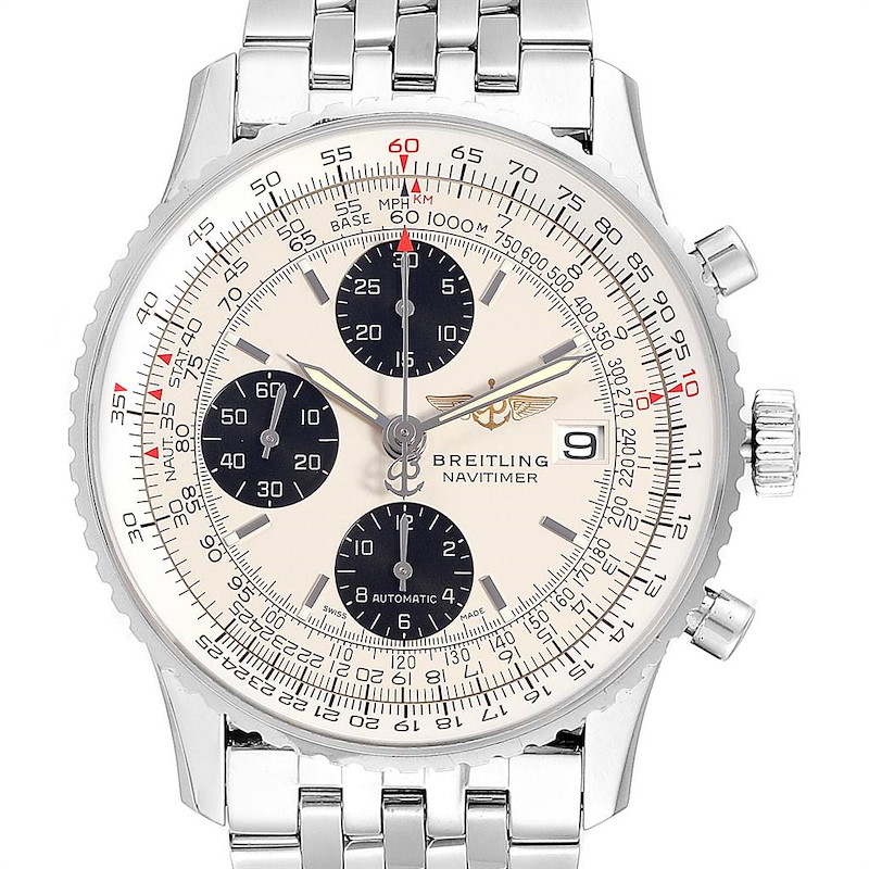 Breitling Navitimer Heritage Silver Panda Dial Steel Mens Watch A13324 SwissWatchExpo