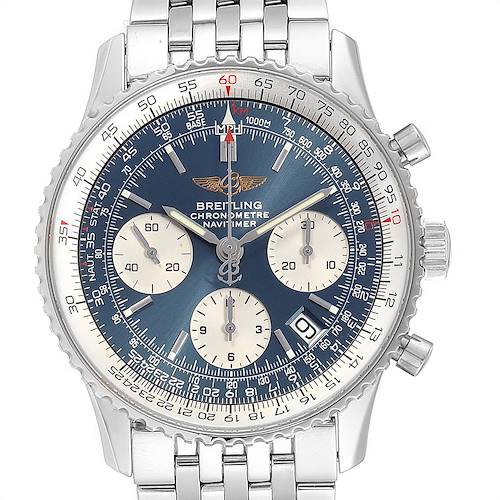 Photo of Breitling Navitimer 42mm Blue Baton Dial Steel Mens Watch A23322 Papers