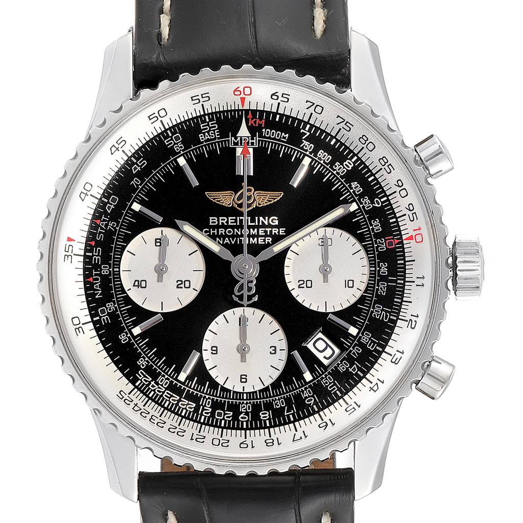 Breitling Navitimer Black Dial Chronograph Steel Mens Watch A23322 ...
