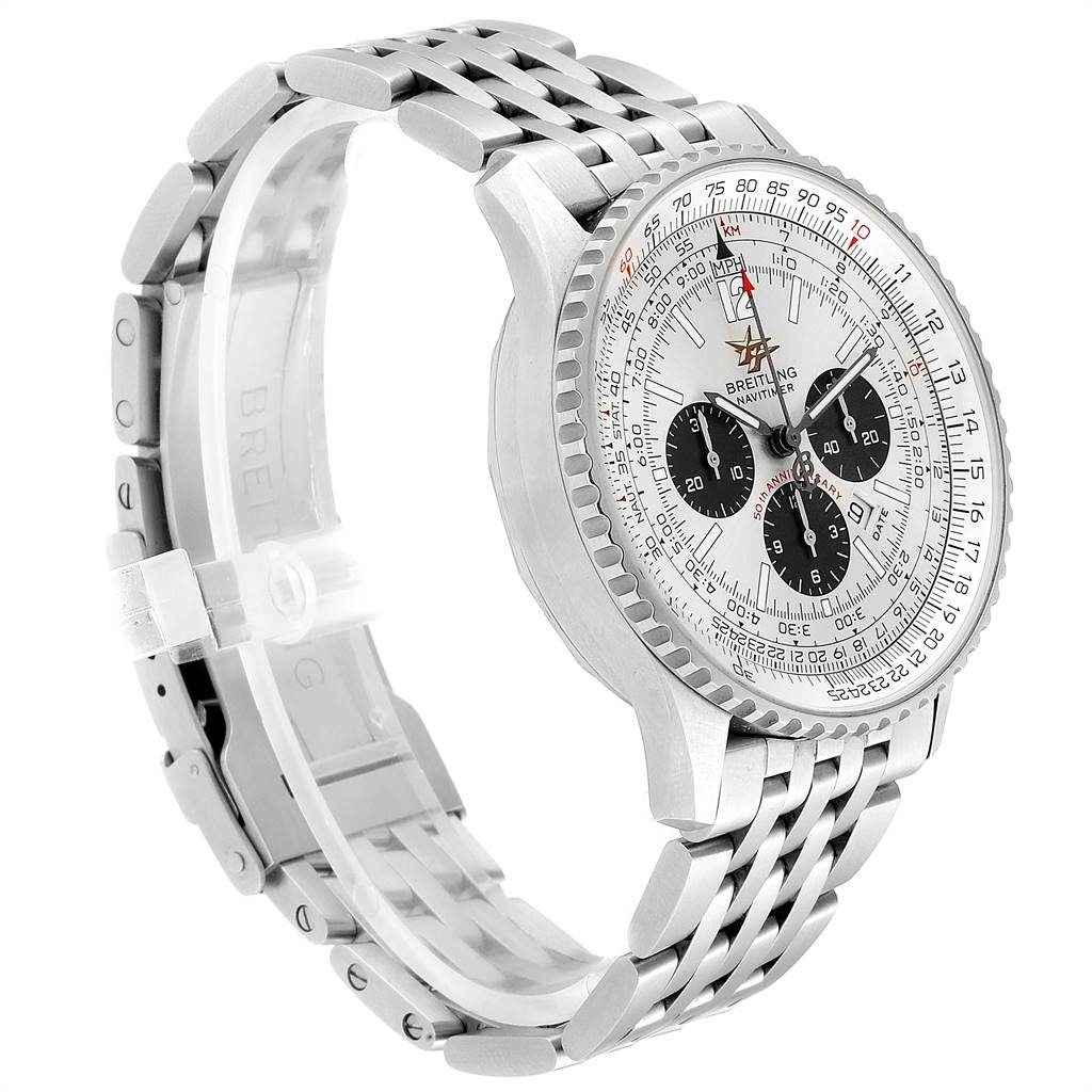 Breitling Navitimer 50th Anniversary Silver Dial Mens Watch A41322 ...