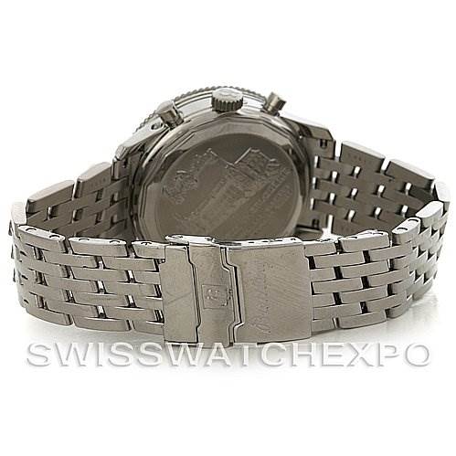 The image shows the back and bracelet of a Breitling Navitimer A1935012/B774SS Men's Stainless Steel Black Dial A1935012/B774SS Men's Stainless Steel Black Dial watch, focusing on the clasp and case back.