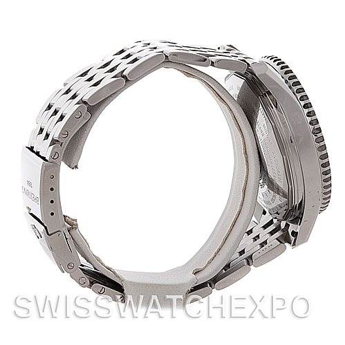 The image shows a side view of a Breitling Navitimer A24322 Men's Stainless Steel Blue Dial A24322 Men's Stainless Steel Blue Dial watch, highlighting the bracelet, clasp, and case side.