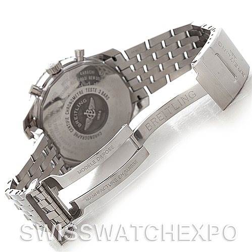 The image shows the back case and bracelet clasp of a Breitling Navitimer A24322 Men's Stainless Steel Blue Dial A24322 Men's Stainless Steel Blue Dial watch.