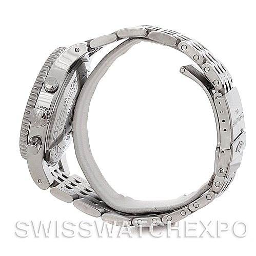 The image shows a side view of the case and bracelet of a Breitling Navitimer A23340 Men's Stainless Steel White Dial A23340 Men's Stainless Steel White Dial watch.