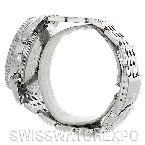 The image shows a side view of a Breitling Navitimer A24322 Men's Stainless Steel White Dial A24322 Men's Stainless Steel White Dial watch, focusing on the band and partially on the watch casing.