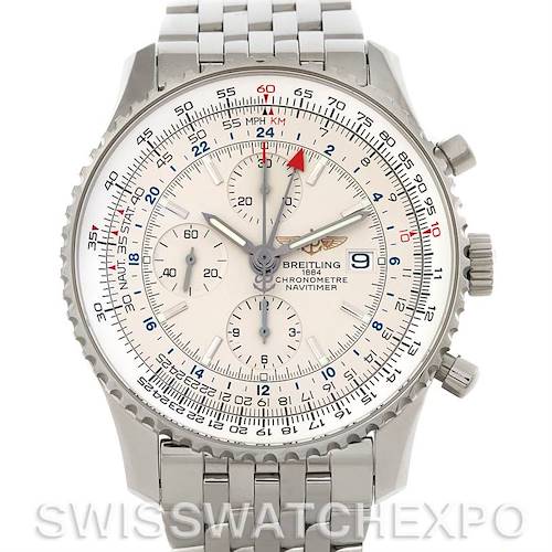 Photo of Breitling Navitimer World Chronograph Steel Watch A24322 NOS