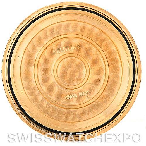 This image shows the inner side of the case back for a Breitling Navitimer H41330 Men's Rose Gold Silver Dial H41330 Men's Rose Gold Silver Dial watch, featuring the brand's engravings.