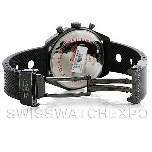 This image shows the back and clasp of a Breitling Navitimer M14360 Men's Stainless Steel Black Dial M14360 Men's Stainless Steel Black Dial watch from a rear angle.