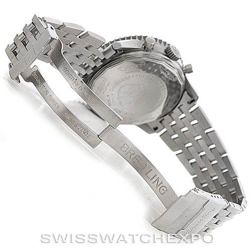 This image shows the back and clasp of a Breitling Navitimer A13330 Men's Stainless Steel Black Dial A13330 Men's Stainless Steel Black Dial watch.
