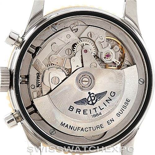 This image shows the back view of a Breitling Navitimer D13020 Men's Stainless Steel Black Dial D13020 Men's Stainless Steel Black Dial watch, revealing its intricate automatic movement and components.