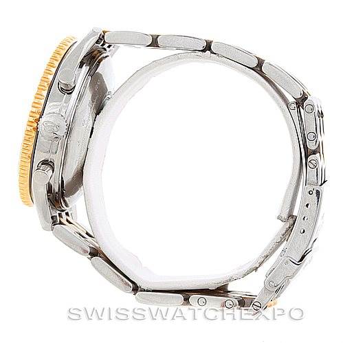 The image shows a side profile of a Breitling Navitimer D13020 Men's Stainless Steel Black Dial D13020 Men's Stainless Steel Black Dial watch, highlighting the band, case, and crown with a partial view of the bezel.