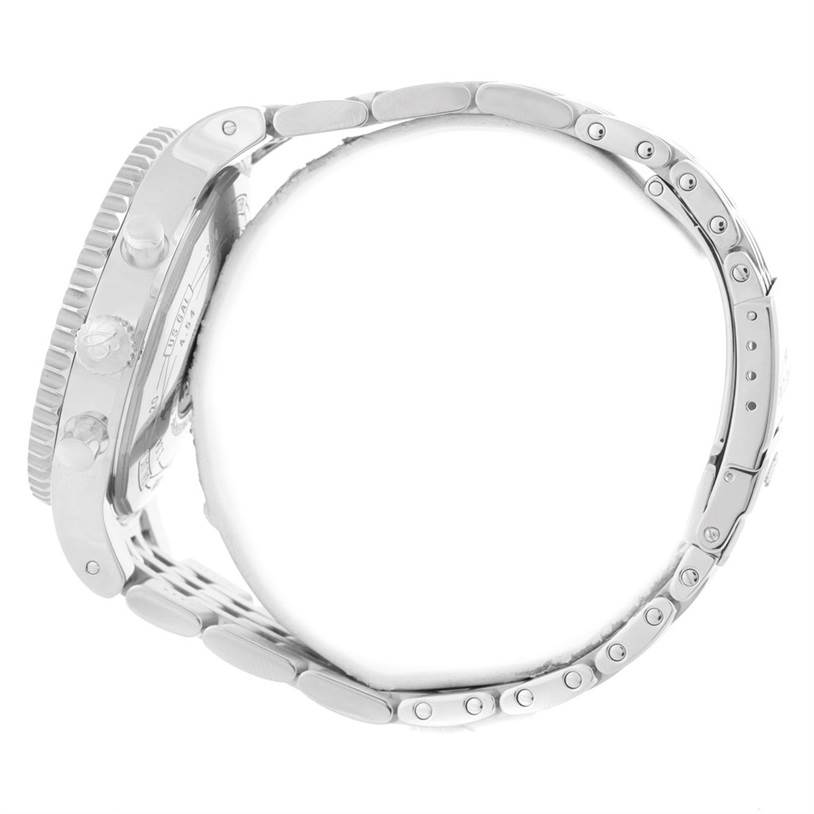 The image shows a side view of a Breitling Navitimer A23351 Men's Stainless Steel Black Dial A23351 Men's Stainless Steel Black Dial watch, focusing on the case, bezel, and bracelet links.