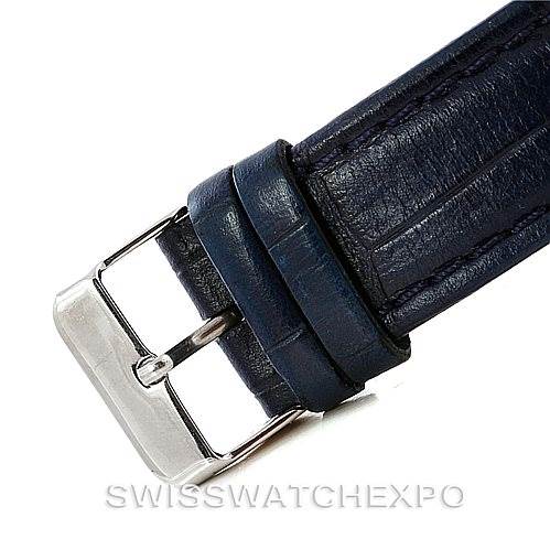 This image shows the buckle and strap of a Breitling Navitimer D13022 Men's Stainless Steel Blue Dial D13022 Men's Stainless Steel Blue Dial watch.