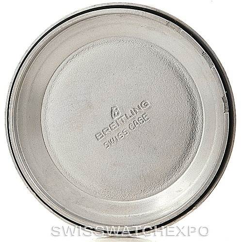 The image shows the inside of the case back of a Breitling Navitimer 81600 Men
s Stainless Steel Black Dial 81600 Men
s Stainless Steel Black Dial watch.