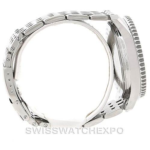 The image shows a side view of a Breitling Navitimer A24322 Men's Stainless Steel Black Dial A24322 Men's Stainless Steel Black Dial watch, focusing on the metal bracelet and case profile.