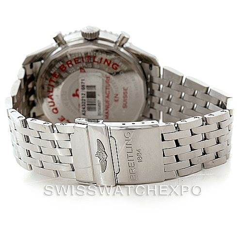 This image shows the back and bracelet clasp of a Breitling Navitimer A24322 Men's Stainless Steel White Dial A24322 Men's Stainless Steel White Dial watch.