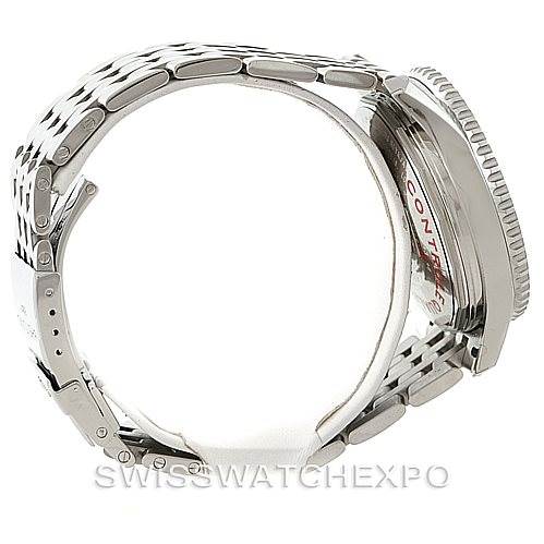 This image shows a side view of a Breitling Navitimer A24322 Men's Stainless Steel White Dial A24322 Men's Stainless Steel White Dial watch, focusing on its stainless steel bracelet and case.