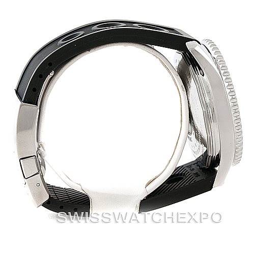 The image shows a side view of the Breitling Navitimer A24322 Men
s Stainless Steel Black Dial A24322 Men
s Stainless Steel Black Dial watch, displaying its case, bezel, and part of the strap.