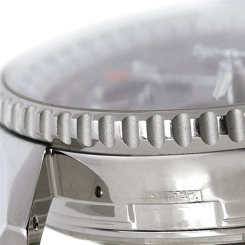 The image shows a close-up of the bezel and case of a Breitling Navitimer A24322 Men's Stainless Steel Black Dial A24322 Men's Stainless Steel Black Dial watch.
