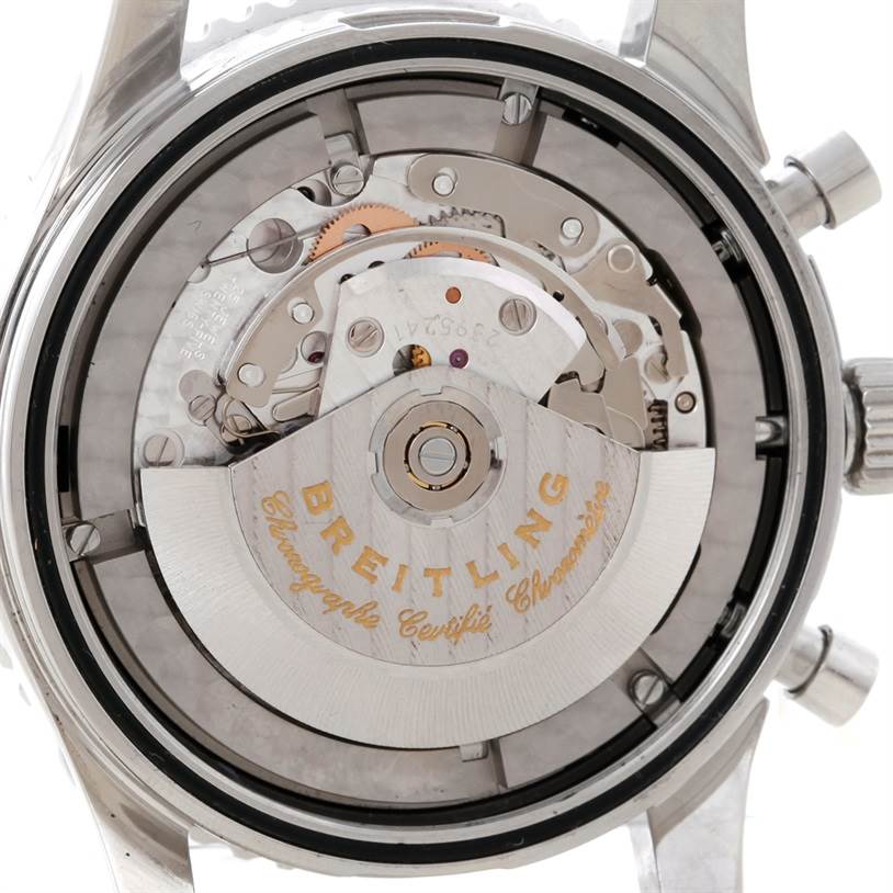This image shows the internal mechanism of a Breitling Navitimer A24322 Men
s Stainless Steel Black Dial A24322 Men
s Stainless Steel Black Dial watch from the back view.