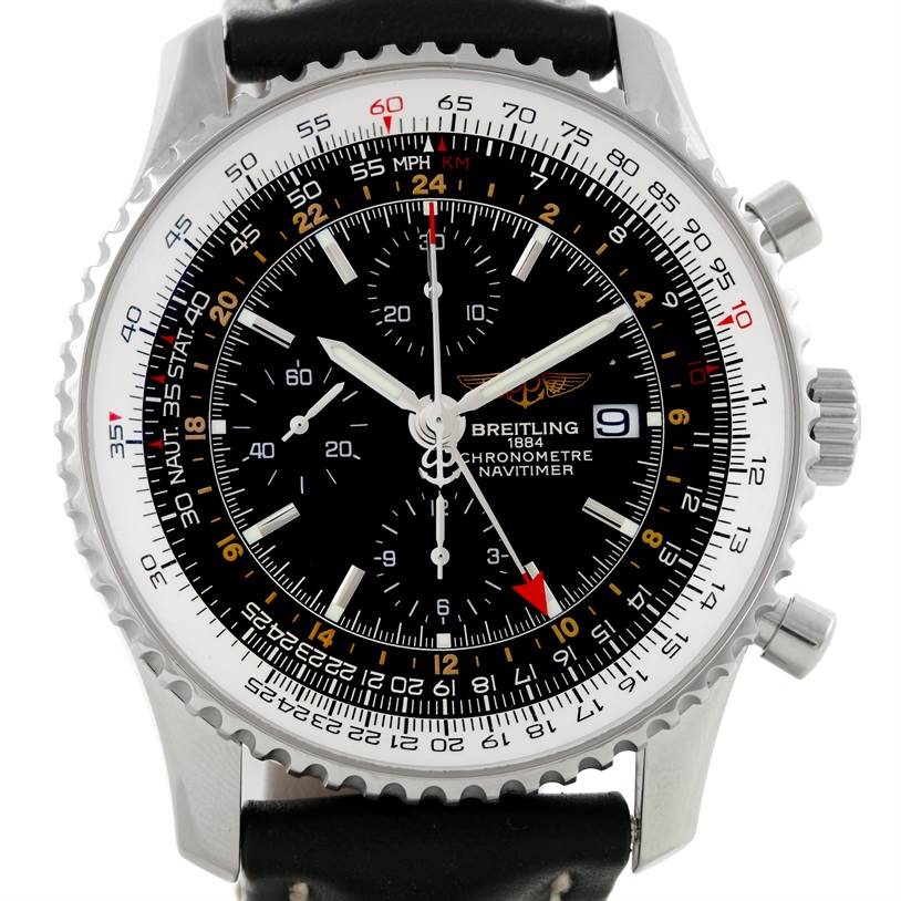 Breitling Navitimer World Chronograph Black Dial Steel Watch A24322 ...