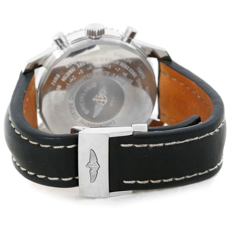 Breitling Navitimer World Chronograph Black Strap Steel Watch A24322 ...