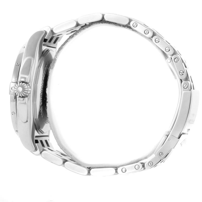 The image shows a side view of the Breitling Galactic A45320 Men's Stainless Steel Blue Dial A45320 Men's Stainless Steel Blue Dial watch, focusing on the case, crown, and bracelet.