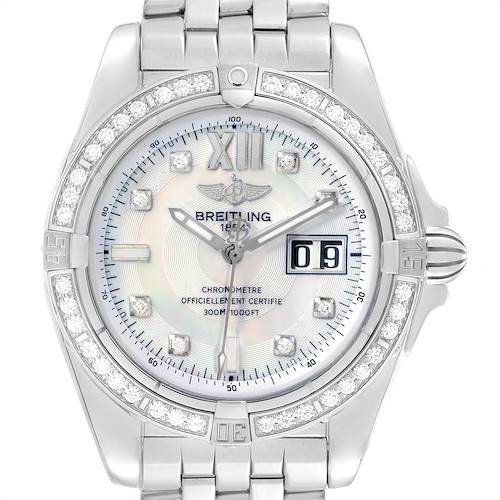 Photo of Breitling Windrider Cockpit 41 Steel Mother of Pearl Diamond Watch A49350