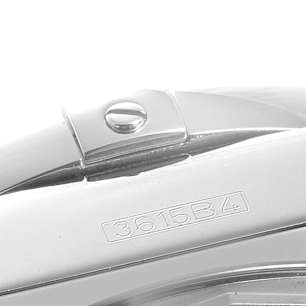 Close-up view of the clasp and part of the bracelet of a Breitling Windrider A49350 Men's Stainless Steel Grey Dial A49350 Men's Stainless Steel Grey Dial watch, showing a serial number.