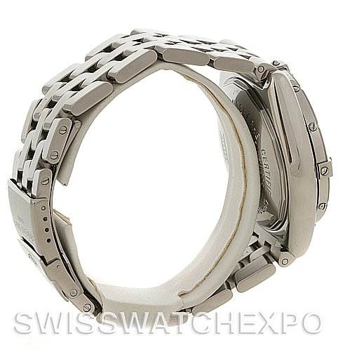 The image shows a side view of the Breitling Windrider A1335512 / C508 Men's Stainless Steel Blue Dial A1335512 / C508 Men's Stainless Steel Blue Dial watch, focusing on the band and the back of the case.