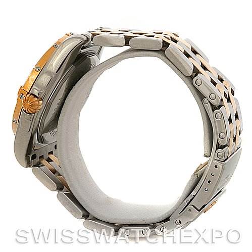 The image shows a side view of the Breitling Windrider C49350 Men's Steel and Gold (two tone) Black Dial C49350 Men's Steel and Gold (two tone) Black Dial model, focusing on the bracelet and the watch's clasp and crown.