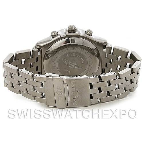 This image shows the back view and the bracelet of a Breitling Windrider A13055 Men's Stainless Steel Black Dial A13055 Men's Stainless Steel Black Dial watch.