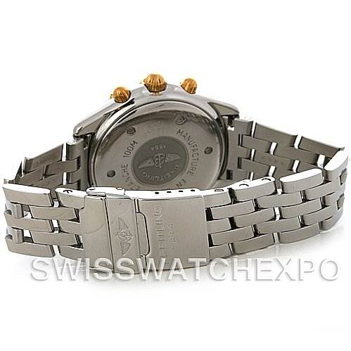 The image shows the back case and stainless steel bracelet of a Breitling Windrider B55048 Men's Steel and Gold (two tone) White Dial B55048 Men's Steel and Gold (two tone) White Dial watch, viewed from the rear angle.