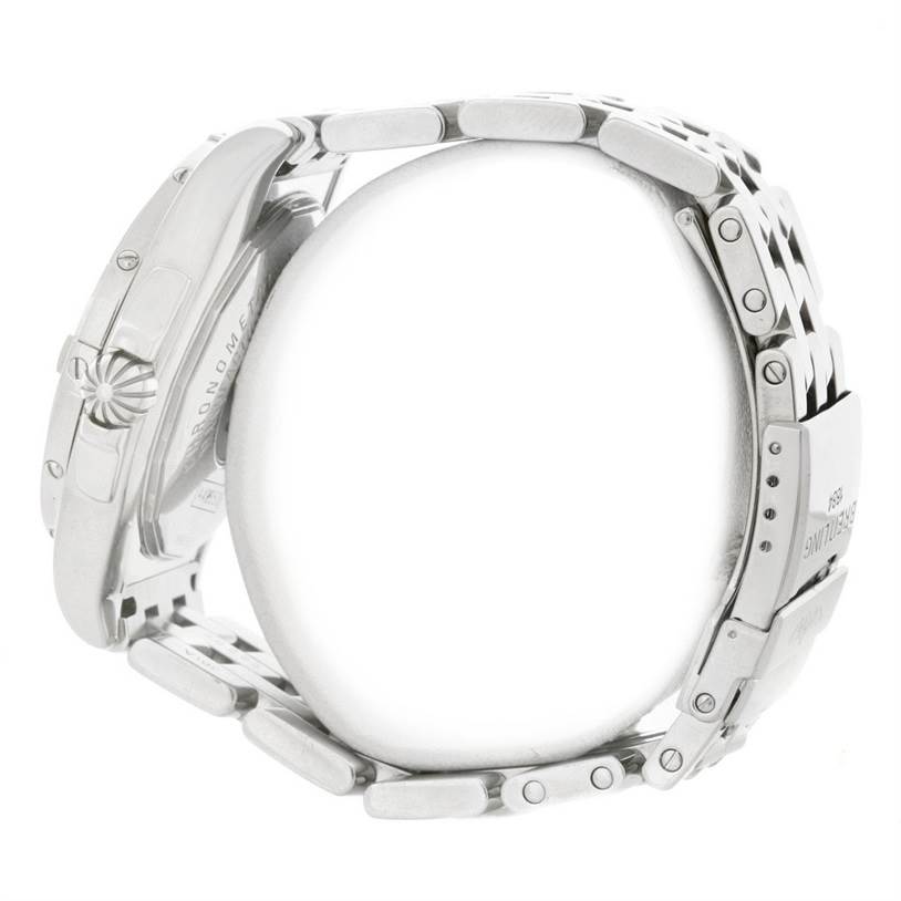 The image shows a side view of the Breitling Windrider A49350 Men
s Stainless Steel Blue Dial A49350 Men
s Stainless Steel Blue Dial watch, displaying the clasp and crown.