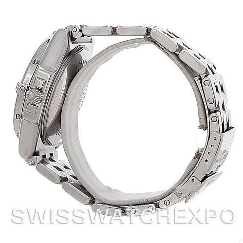 The image shows a side profile of a Breitling Windrider A45355 Men's Stainless Steel Blue Dial A45355 Men's Stainless Steel Blue Dial watch, highlighting its stainless steel case and bracelet.