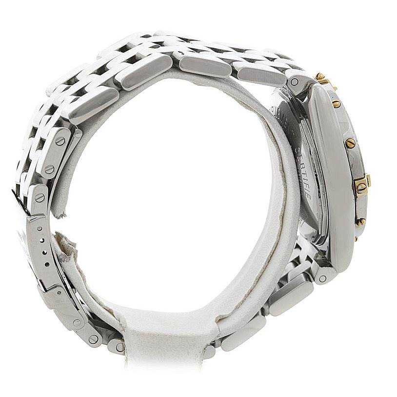 This image shows a side view of the Breitling Windrider B10350 Men's Steel and Gold (two tone) White Dial B10350 Men's Steel and Gold (two tone) White Dial model, specifically highlighting the band and case.