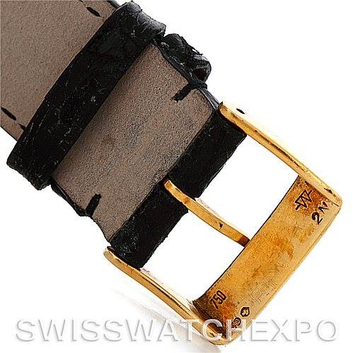 This image shows a close-up of the gold buckle and leather strap of a Breitling Windrider K13350 Men's Steel and Gold (two tone) Black Dial K13350 Men's Steel and Gold (two tone) Black Dial watch.