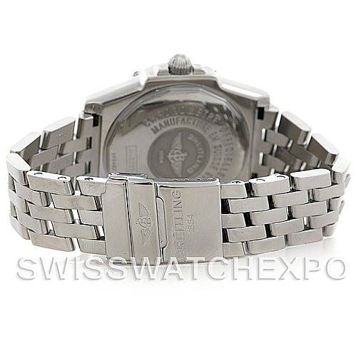 This image shows the back view of the Breitling Windrider A45355 Men's Stainless Steel White Dial A45355 Men's Stainless Steel White Dial watch, highlighting the case back and metal bracelet.