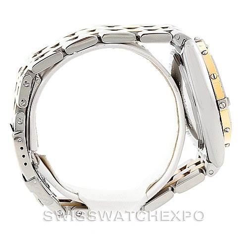 The image shows the Breitling Windrider D13352 Men's Stainless Steel Mother of Pearl Dial D13352 Men's Stainless Steel Mother of Pearl Dial watch from a side profile, highlighting its band and case thickness.