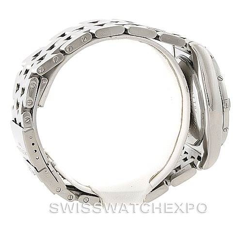 The image shows a side profile of a Breitling Windrider A49350 Men's Stainless Steel Black Dial A49350 Men's Stainless Steel Black Dial watch, highlighting its bracelet, case, and lugs.