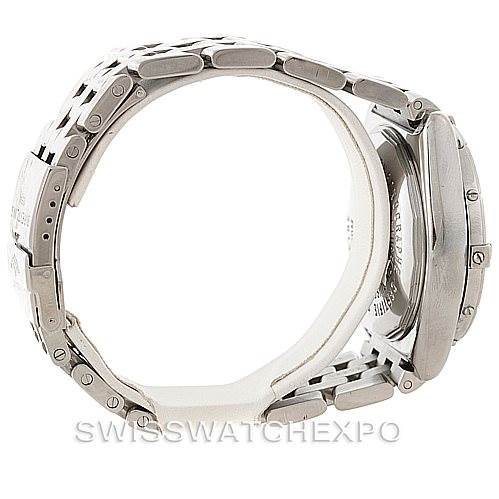 This image shows a side view of a Breitling Windrider A13355 Men's Stainless Steel White Dial A13355 Men's Stainless Steel White Dial watch, highlighting the case and metal bracelet.